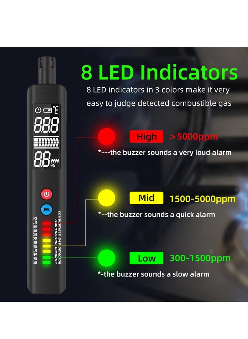 Captaintech Gas Leak Detector, Portable EBTN LCD Natural Gas Sniffer, Integrated Temperature & Humidity Sensor Locates Combustible Gas Like LPG LNG Propane Methane & Butane Gases Fuel Carbon Monoxide - Image 3