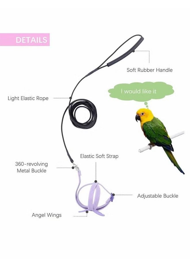 Bird Training Leash, Adjustable Parrot Flying Strap Rope Universal Flying Traction Lead Durable Outing Gadget Outdoor Training Toy for Birds, Parrot, Cockatiel, Parakeet, Lory, 1 Pcs, Purple - Image 3