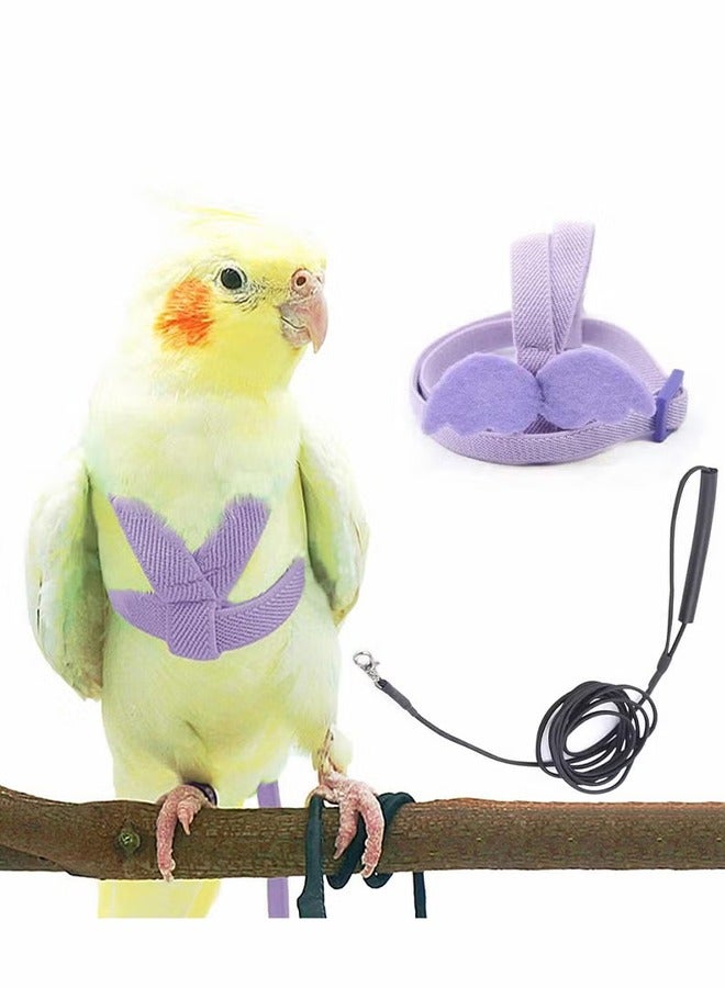Bird Training Leash, Adjustable Parrot Flying Strap Rope Universal Flying Traction Lead Durable Outing Gadget Outdoor Training Toy for Birds, Parrot, Cockatiel, Parakeet, Lory, 1 Pcs, Purple - Image 1