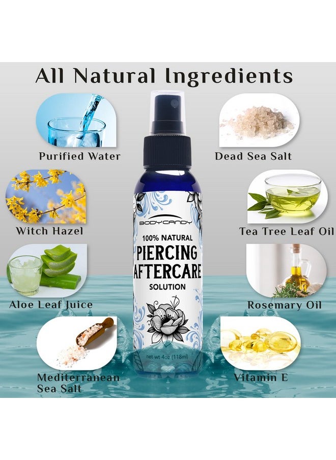 Body Candy - Piercing Aftercare Spray - All Natural Ear Piercing Cleaner, Saline Spray For Piercing, Piercing Bump Treatment, Saline Solution For Piercings, Piercing Spray - 4 Fl Oz - Made In Usa - Image 1