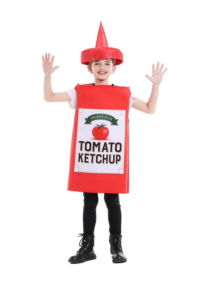 Seasons - Mustard Costume Ketchup Cosplay Halloween Costume For Child 4-9 Years (Red Ketchup) - Image 1