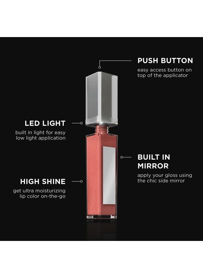 Pure Cosmetics Natural Hydrating Lip Gloss, Cosmic Latte - Push Button Light Up Lip Gloss with LED Applicator & Mirror - Image 3