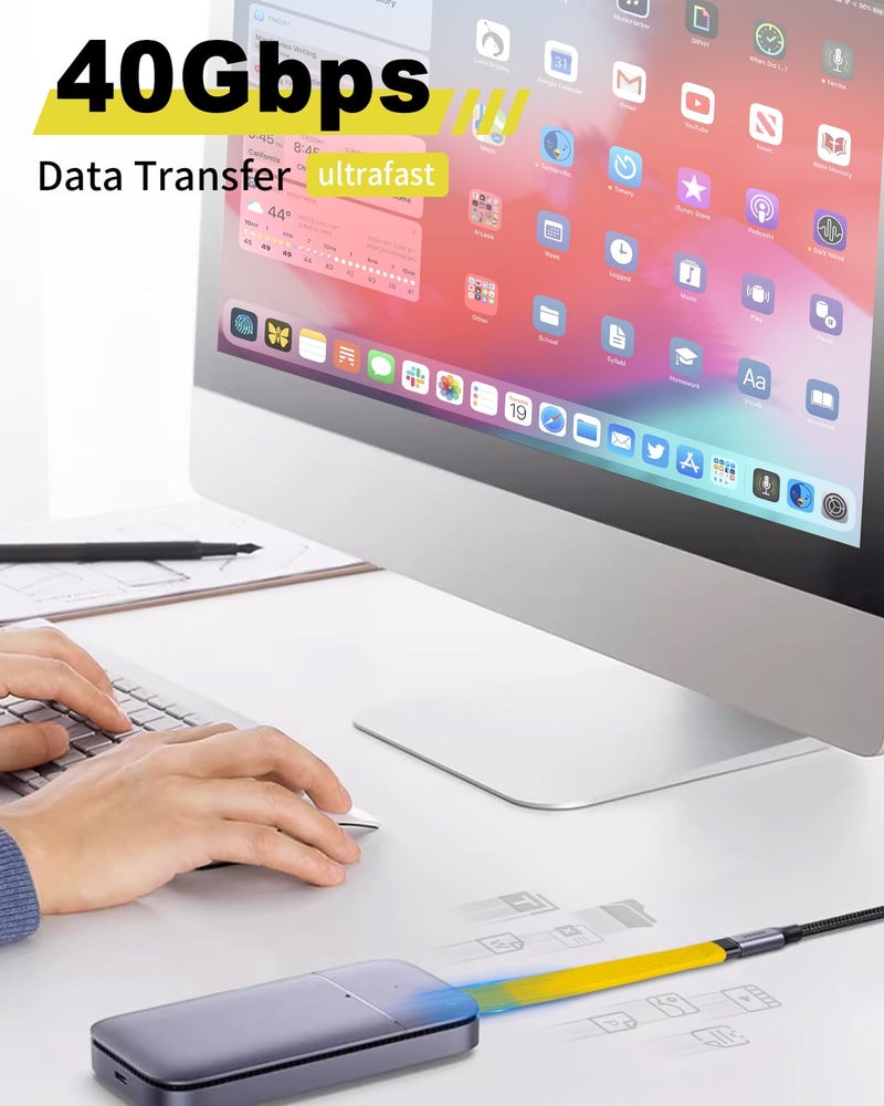 Duttek Short USB C Extension Cable 40Gbps, USB Type C Male to Female Extender Cord PD 100W, USB C Extender Cable Short Support 8K Video and Data Sync for Thunderbolt, Tablet, Phone, 5Inch - Image 2