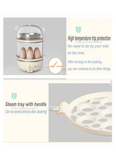 Bear Multifunctional Mini Electric Rapid Egg Boiler Boiler 1-14 Egg Capacity Double Layer Breakfast Egg Boiler Steamer for Cooking Scrambled Egg Rolls Poached Egg Steamed Vegetable Dumplings  - Image 4