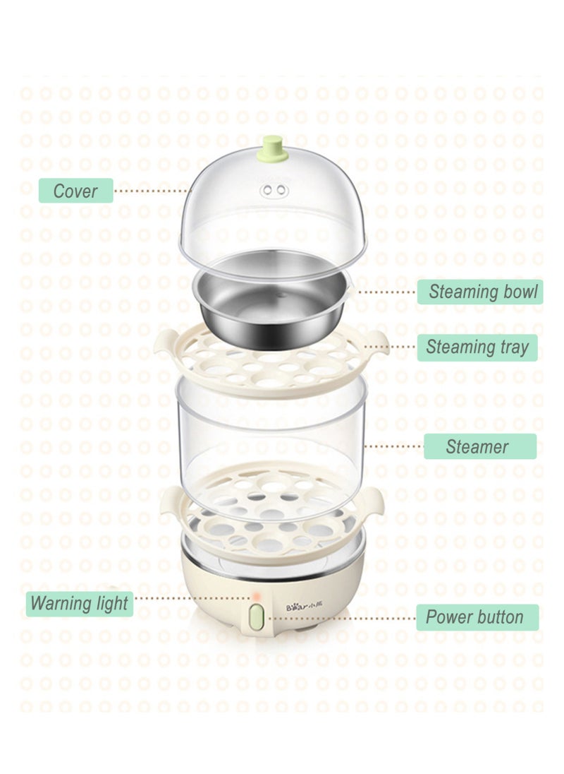 Bear - Multifunctional Mini Electric Rapid Egg Boiler Boiler 1-14 Egg Capacity Double Layer Breakfast Egg Boiler Steamer for Cooking Scrambled Egg Rolls Poached Egg Steamed Vegetable Dumplings - Image 1