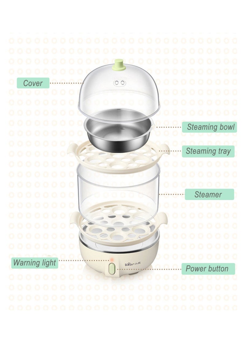 Bear - Multifunctional Mini Electric Rapid Egg Boiler Boiler 1-14 Egg Capacity Double Layer Breakfast Egg Boiler Steamer for Cooking Scrambled Egg Rolls Poached Egg Steamed Vegetable Dumplings - Image 1