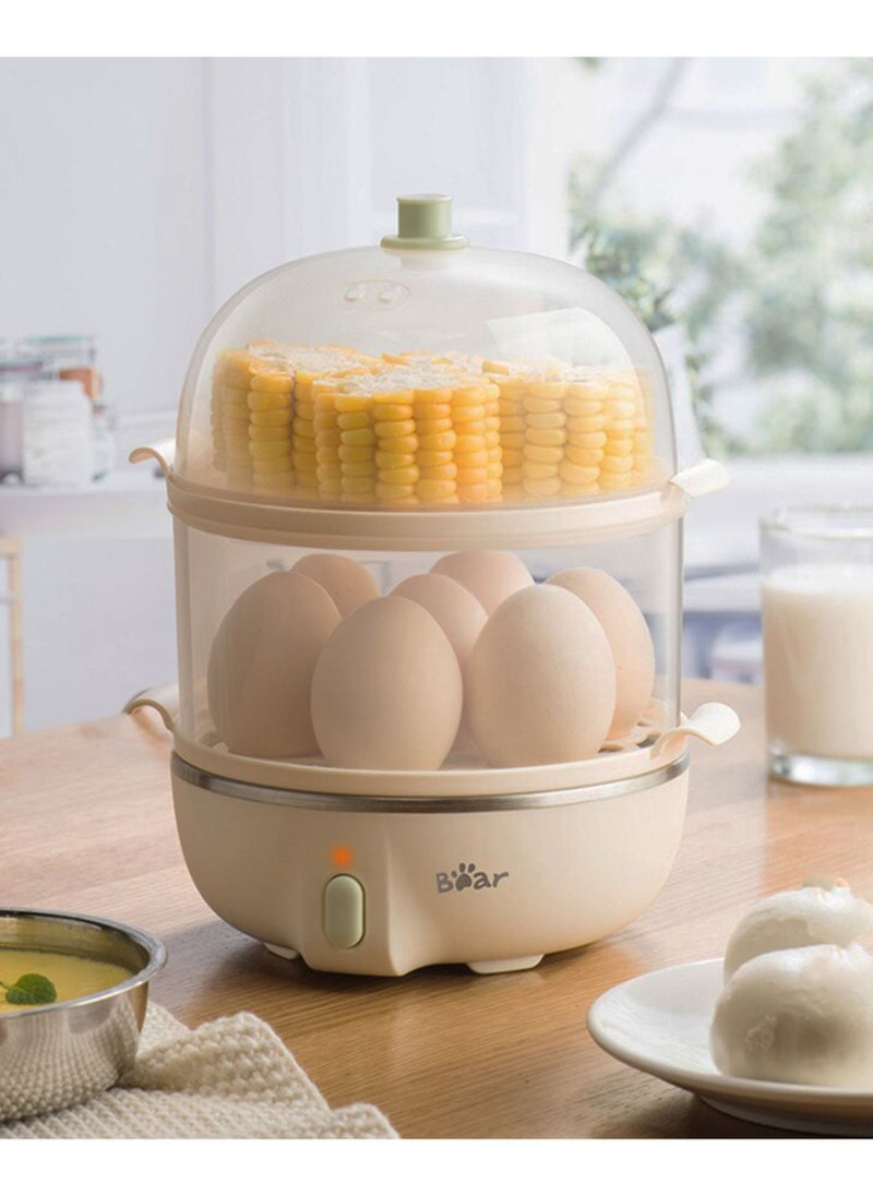 Bear - Multifunctional Mini Electric Rapid Egg Boiler Boiler 1-14 Egg Capacity Double Layer Breakfast Egg Boiler Steamer for Cooking Scrambled Egg Rolls Poached Egg Steamed Vegetable Dumplings - Image 1