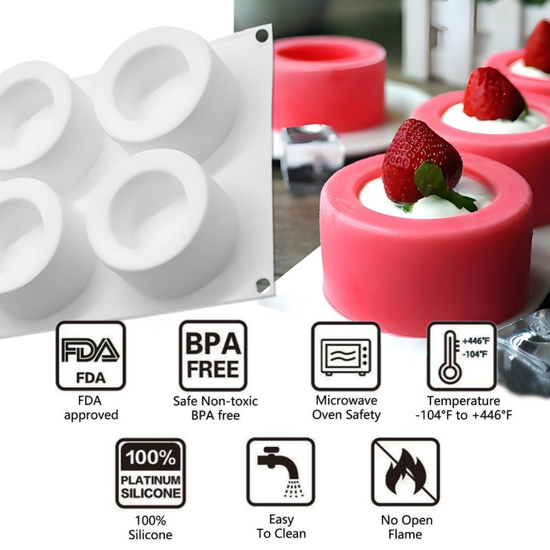 muyulin Shot Glass Chocolate Silicone Molds, 6-Cavity Round Mousse Molds for Ice Shot Glass Cookie Candy Mousse Dessert Pudding Dessert - Image 3