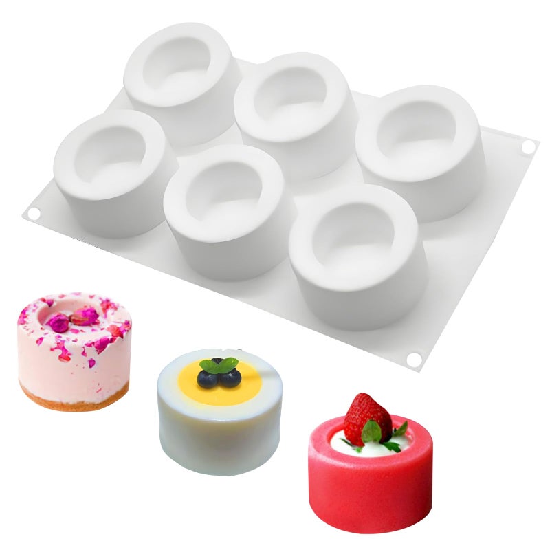 muyulin Shot Glass Chocolate Silicone Molds, 6-Cavity Round Mousse Molds for Ice Shot Glass Cookie Candy Mousse Dessert Pudding Dessert - Image 1