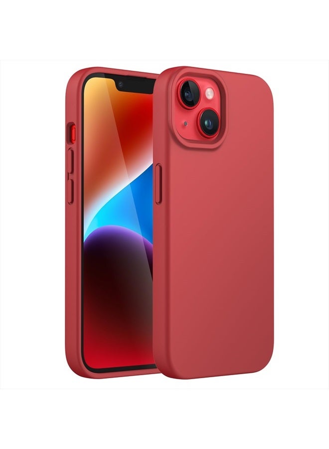 Jetech Silicone Case for iPhone 14 6.1-Inch, Silky-Soft Touch Full-Body Protective Phone Case, Shockproof Cover with Microfiber Lining (Red) - Image 1