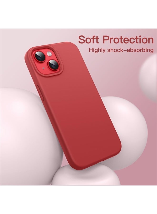Jetech Silicone Case for iPhone 14 6.1-Inch, Silky-Soft Touch Full-Body Protective Phone Case, Shockproof Cover with Microfiber Lining (Red) - Image 4