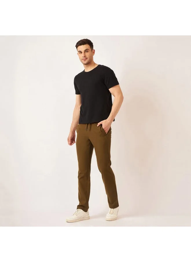 fahrenheit Fahrenheit Textured Track Pants with Drawstring Closure and Pockets