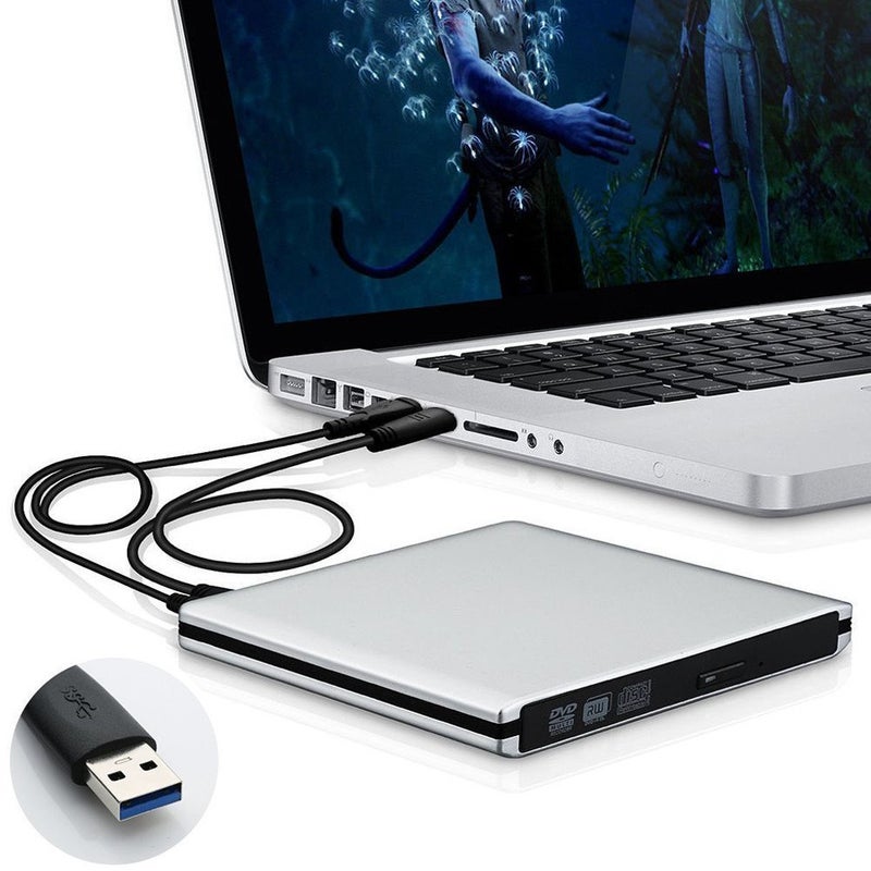 Wolf War Ultra Slim External USB 30 CDDVDRW Writer Burner Player for MacBook Pro Air iMac or Other PCLaptop