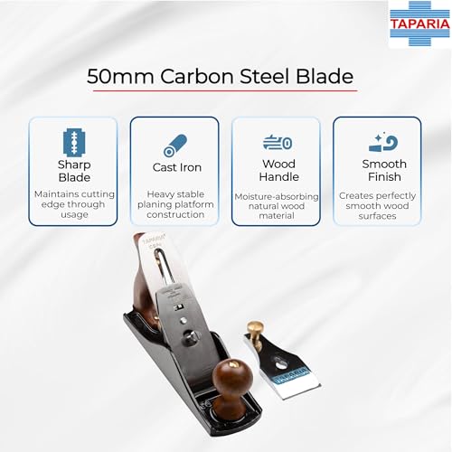 Taparia Jack Planer CSP 4 – Quality Planer(250 mm) for Precision Woodworking, Good-Grade Cast Iron Body, Wooden Handle and knob with Brass screw, 50 mm width blade with high carbon steel - Image 3