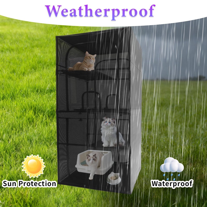 Deblue Catio Outdoor Cat Enclosure Window 72.4" H Large Cat Cage with Perches 4 Tiers Cat Patio Playpen Kitten Kennel for Multiple Indoor Cats (36.2â€œLÃ— 36.2â€W Ã—72.4" H) - Image 5
