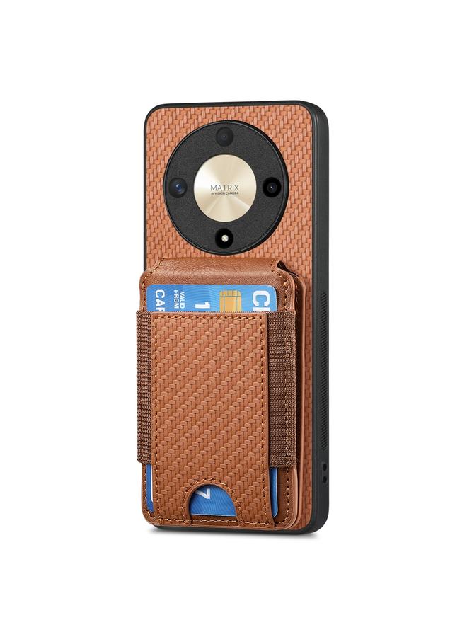 Green Tiger Case For Honor Magic5 Pro Carbon Fiber Vertical Flip Wallet Stand Phone Case - Image 2