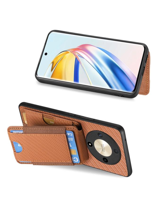 Green Tiger Case For Honor Magic5 Pro Carbon Fiber Vertical Flip Wallet Stand Phone Case - Image 5