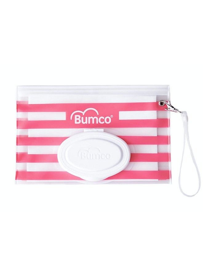 Baby Bum Brush - Bumco Airtight Wipes Dispenser Keeps Wet Reusable Refillable Pouch Diaper Bag Organizer For Travel Carrying Clutch Unique Baby Gift For Girl Boy [Pink] - Image 1