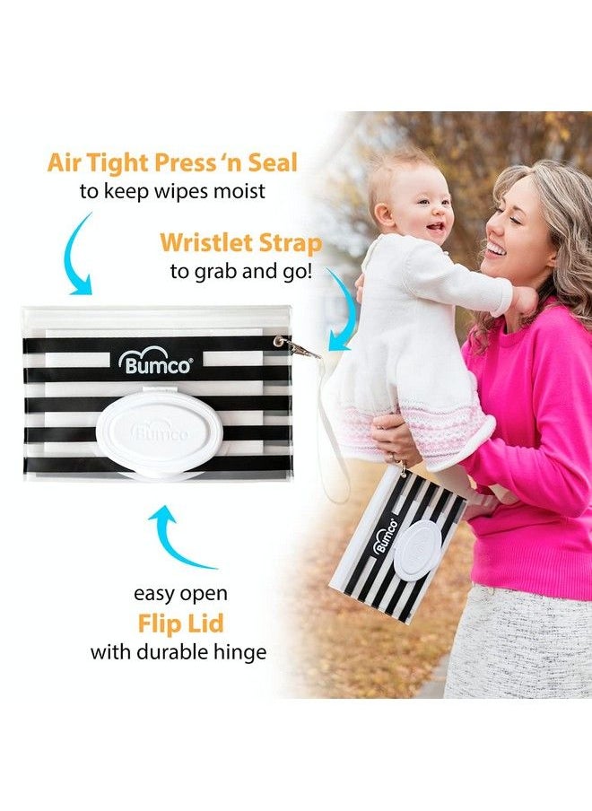 Baby Bum Brush - Bumco Airtight Wipes Dispenser Keeps Wet Reusable Refillable Pouch Diaper Bag Organizer For Travel Carrying Clutch Unique Baby Gift For Girl Boy [Pink] - Image 1