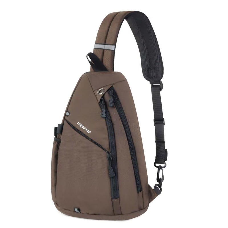 TITECOUGO Sling Backpack Travel Shoulder Bag Lightweight Chest Daypack One Strap Crossbody Bags Camp Day Packs for Women and Men Hiking Accessories Large Black - Image 1