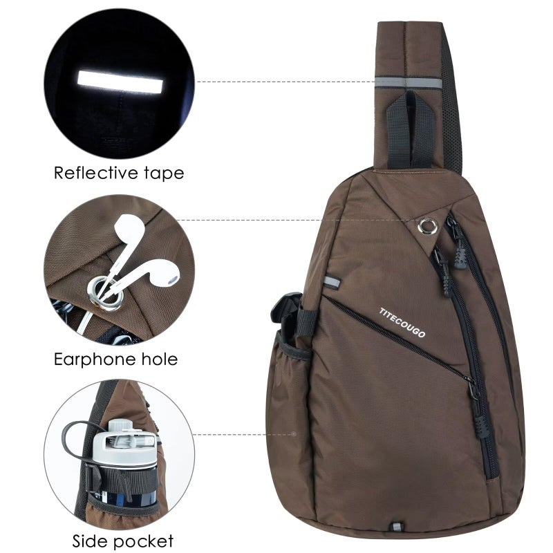 TITECOUGO Sling Backpack Travel Shoulder Bag Lightweight Chest Daypack One Strap Crossbody Bags Camp Day Packs for Women and Men Hiking Accessories Large Black - Image 2