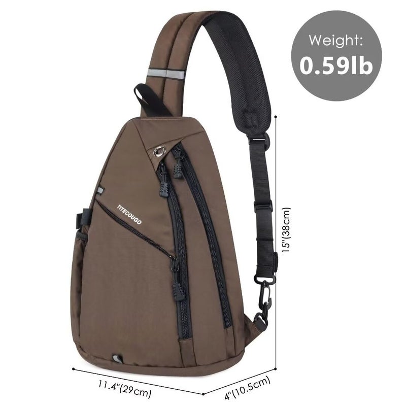 TITECOUGO Sling Backpack Travel Shoulder Bag Lightweight Chest Daypack One Strap Crossbody Bags Camp Day Packs for Women and Men Hiking Accessories Large Black - Image 5