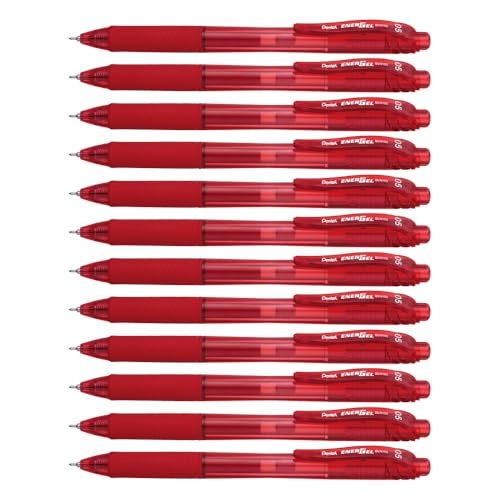 Pentel قلم جيل قابل للسحب Pentel BLN105B EnerGel-X، 0.5 مم، برميل/حبر أحمر، دزينة - Image 1