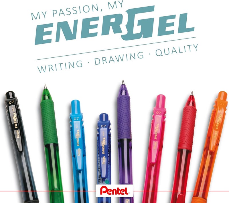 Pentel قلم جيل قابل للسحب Pentel BLN105B EnerGel-X، 0.5 مم، برميل/حبر أحمر، دزينة - Image 5