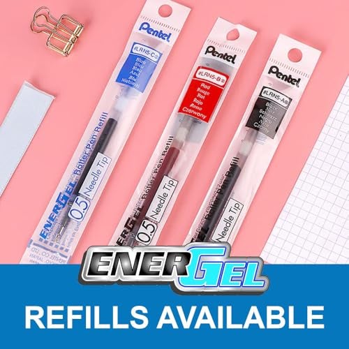 Pentel قلم جيل قابل للسحب Pentel BLN105B EnerGel-X، 0.5 مم، برميل/حبر أحمر، دزينة - Image 4