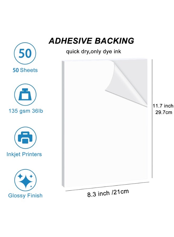 ESHANG A4 Self-Adhesive Glossy Photo Paper - 135g/135gsm Sticker Paper for Inkjet Printers | 50 Sheets | Peel & Stick Craft, Labels - Image 2