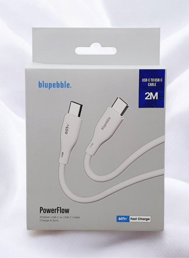 Blupebble Powerflow Pd60W Usb-C To Usb-C Cable 2M White
