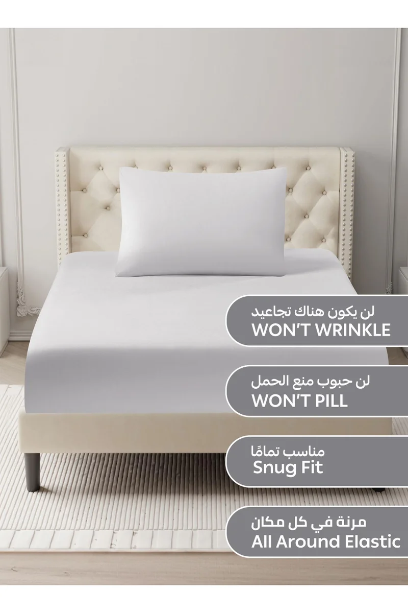 Donetella Bedding Fitted Sheet - Fits 120x200 Cm For Single Bed - 2 Pcs (1 Fitted Sheet and 1 Pillowcases) - 35 Cm Deep Pocket - Solid Bed Sheet