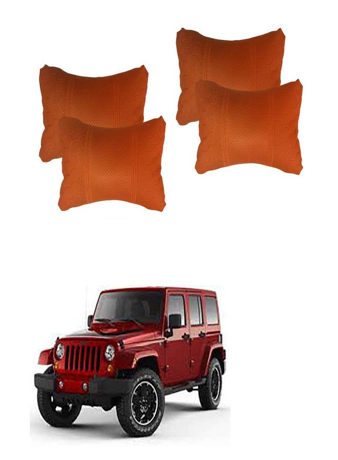 Adroitz Orange Leathertte Material Neck Rest Cushion in Football Design for Car (Pair of 2)_187 - Image 1