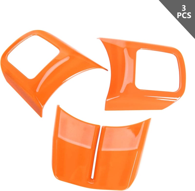 JeCar Interior Steering Wheel Decoration Trim Kits For Jeep Wrangler 2011-2017 JK & Unlimited/Patriot Compass 2011-2016 & Grand Cherokee 2011-2013, Orange Simple practical structure - Image 2