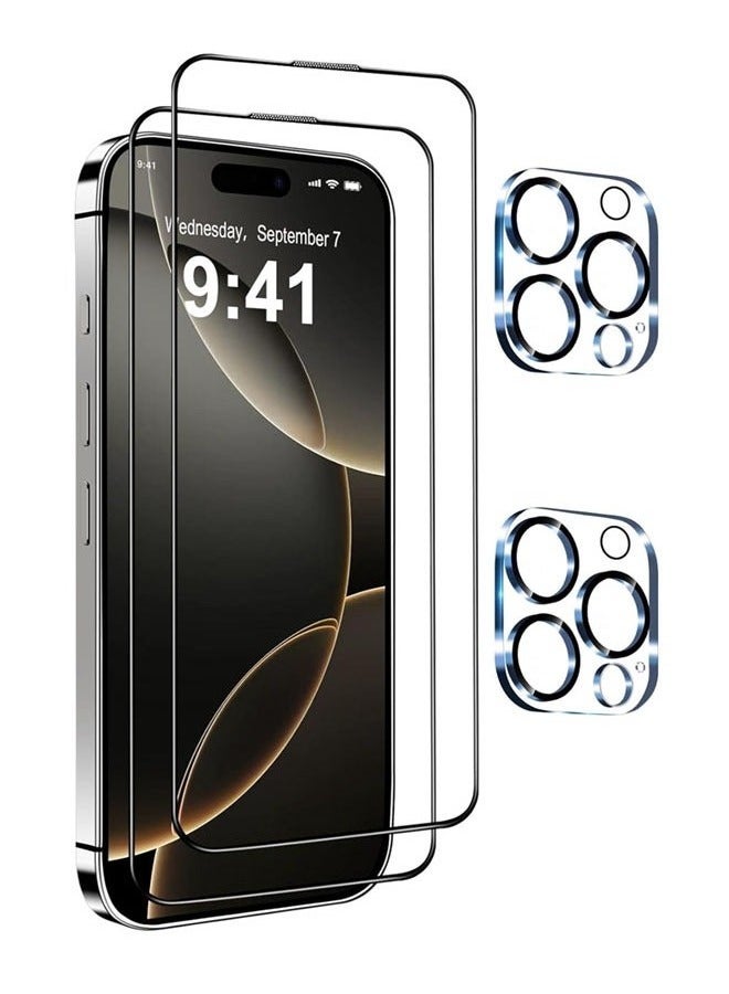 TIGER 2-Pack iPhone 16 Plus Screen Protector + 2-Pack Camera Lens Protector – Ultra 9H+ Tempered Glass, Full Coverage Protection, Scratch & Impact Resistant, HD Clarity, Easy Bubble-Free Installation - Image 1
