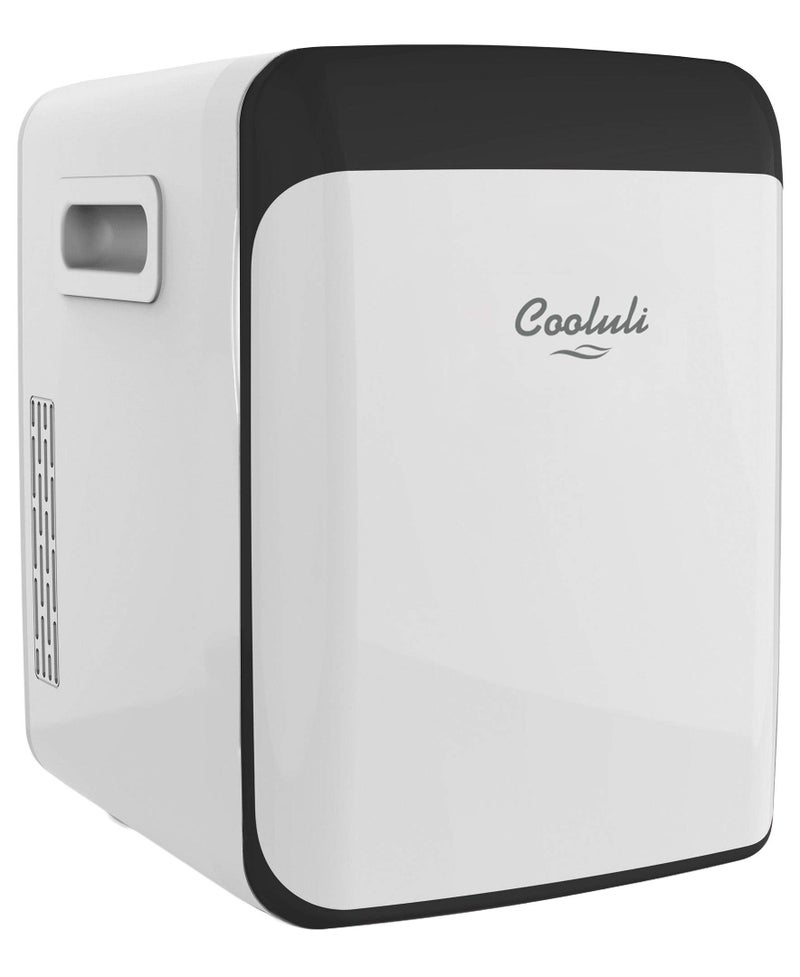 Cooluli 15L Mini Fridge for Bedroom - Car, Office Desk & College Dorm Room - 12V Portable Cooler & Warmer for Food, Drinks, Skincare, Beauty, Makeup & Cosmetics - AC/DC Small Refrigerator (White) - Image 1