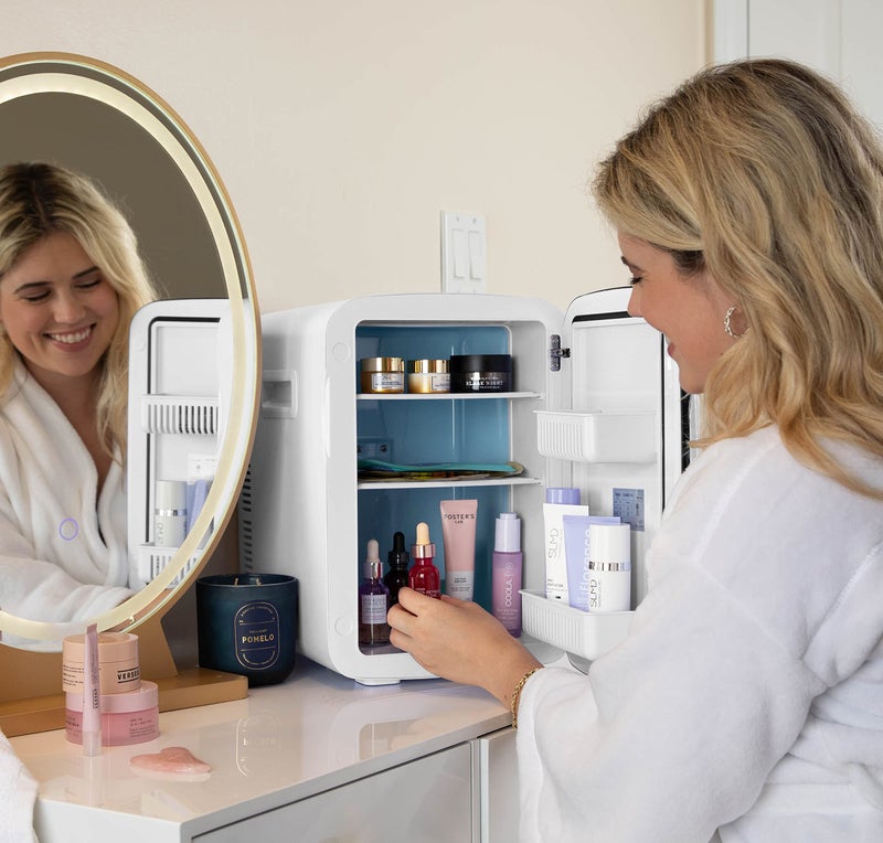 Cooluli 15L Mini Fridge for Bedroom - Car, Office Desk & College Dorm Room - 12V Portable Cooler & Warmer for Food, Drinks, Skincare, Beauty, Makeup & Cosmetics - AC/DC Small Refrigerator (White) - Image 2