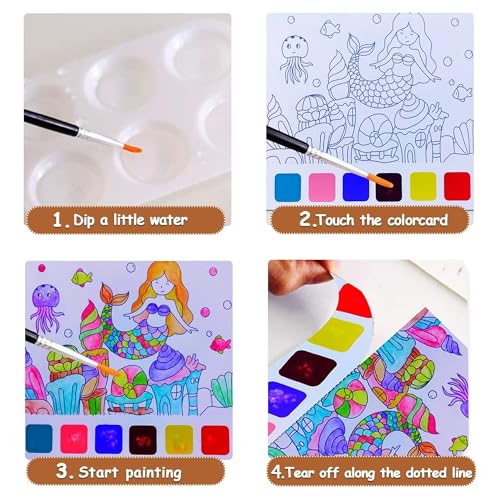 Kidology Water Color Books for Kid, Painting Book with 20 Sheet, 1 Brush, Mini Watercolor Book, Educational Montessori Toy, Gift for Boys Girls, Art & Craft Travel Activity (Dream Ocean) - Image 3