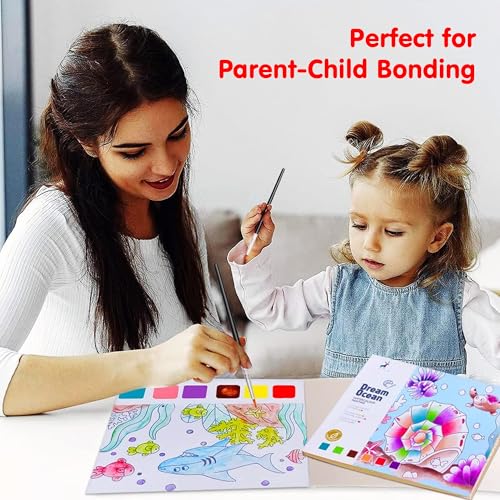 Kidology Water Color Books for Kid, Painting Book with 20 Sheet, 1 Brush, Mini Watercolor Book, Educational Montessori Toy, Gift for Boys Girls, Art & Craft Travel Activity (Dream Ocean) - Image 5