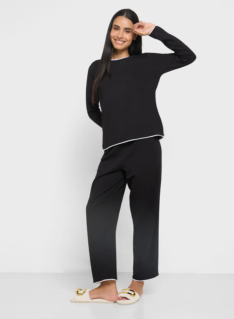 جينجر Cotton Long Sleeves Top & Relaxed Pyjama Set