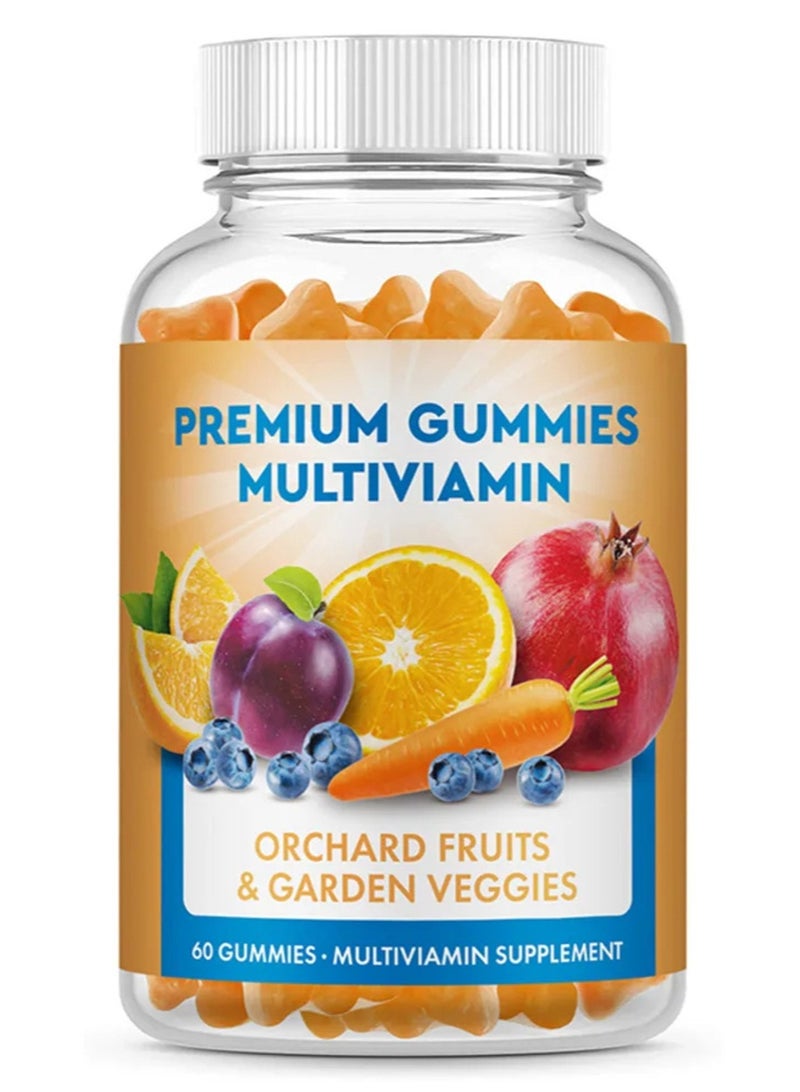 Premium Multivitamin Gummies for Adults - Multivitamin Gummy with B12 Biotin - Gelatin-Free Gummy Multivitamins for Men & Women - Vitamin Gummies with Zinc & Vitamin D - Non-GMO Gluten-Free - 60 Count - Image 1
