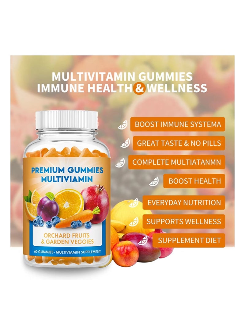 Premium Multivitamin Gummies for Adults - Multivitamin Gummy with B12 Biotin - Gelatin-Free Gummy Multivitamins for Men & Women - Vitamin Gummies with Zinc & Vitamin D - Non-GMO Gluten-Free - 60 Count - Image 2