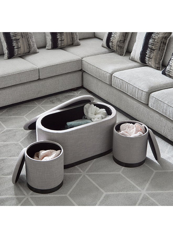 Home Box Evelyn 3-Piece Fabric Ottoman Set with Storage 78 x 41.5 x 40 cm  - Image 3