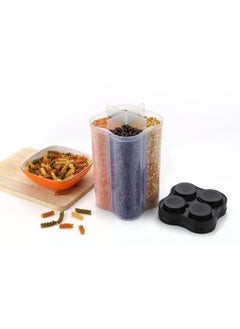 Oblivion Oblivion 4 Section Plastic Food Storage Container Jar | Airtight Transparent Plastic Lock Spice Organizer - Multipurpose Masala Box, Cereal Dabba - Kitchen Fridge Jar with Lock Lid (1Pc) - 2500ML  - Image 3