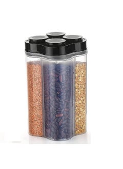 Oblivion Oblivion 4 Section Plastic Food Storage Container Jar | Airtight Transparent Plastic Lock Spice Organizer - Multipurpose Masala Box, Cereal Dabba - Kitchen Fridge Jar with Lock Lid (1Pc) - 2500ML  - Image 1