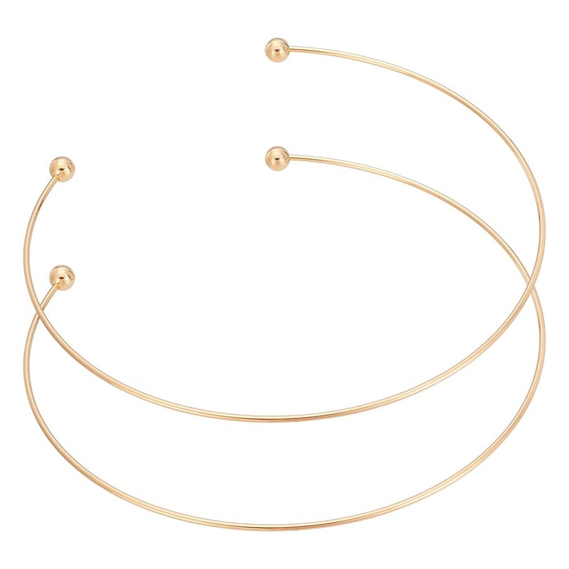 UNICRAFTALE 2Pcs Real 18K Gold Plated Wire Wrap Collars Necklaces 304 Stainless Steel Choker Necklaces Metal Plain Chocers Collar Necklace for Women Open Choker Necklace Gifts - Image 2