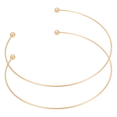 UNICRAFTALE 2Pcs Real 18K Gold Plated Wire Wrap Collars Necklaces 304 Stainless Steel Choker Necklaces Metal Plain Chocers Collar Necklace for Women Open Choker Necklace Gifts - Image 1