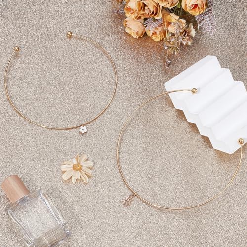 UNICRAFTALE 2Pcs Real 18K Gold Plated Wire Wrap Collars Necklaces 304 Stainless Steel Choker Necklaces Metal Plain Chocers Collar Necklace for Women Open Choker Necklace Gifts - Image 3