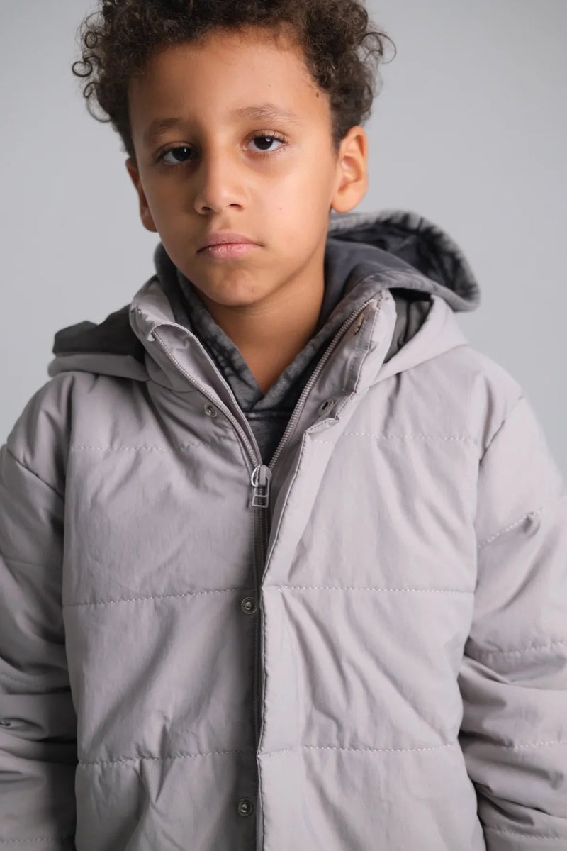 playmore Kids Unisex Grey Puffer Jacket - Image 2