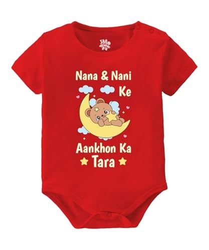 Baby Buzz New Born Baby Dress | Nana Nani Ke Aankho Ka Tara Printed 100% Cotton Bodysuit | Romper for Baby Boy Baby Girl 0-3 Months - Image 1